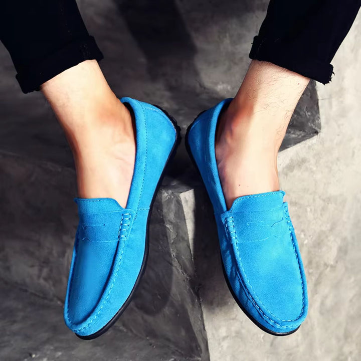 Ryder | Stylish Men's Blue Suede Driving Loafers With Comfort Sole