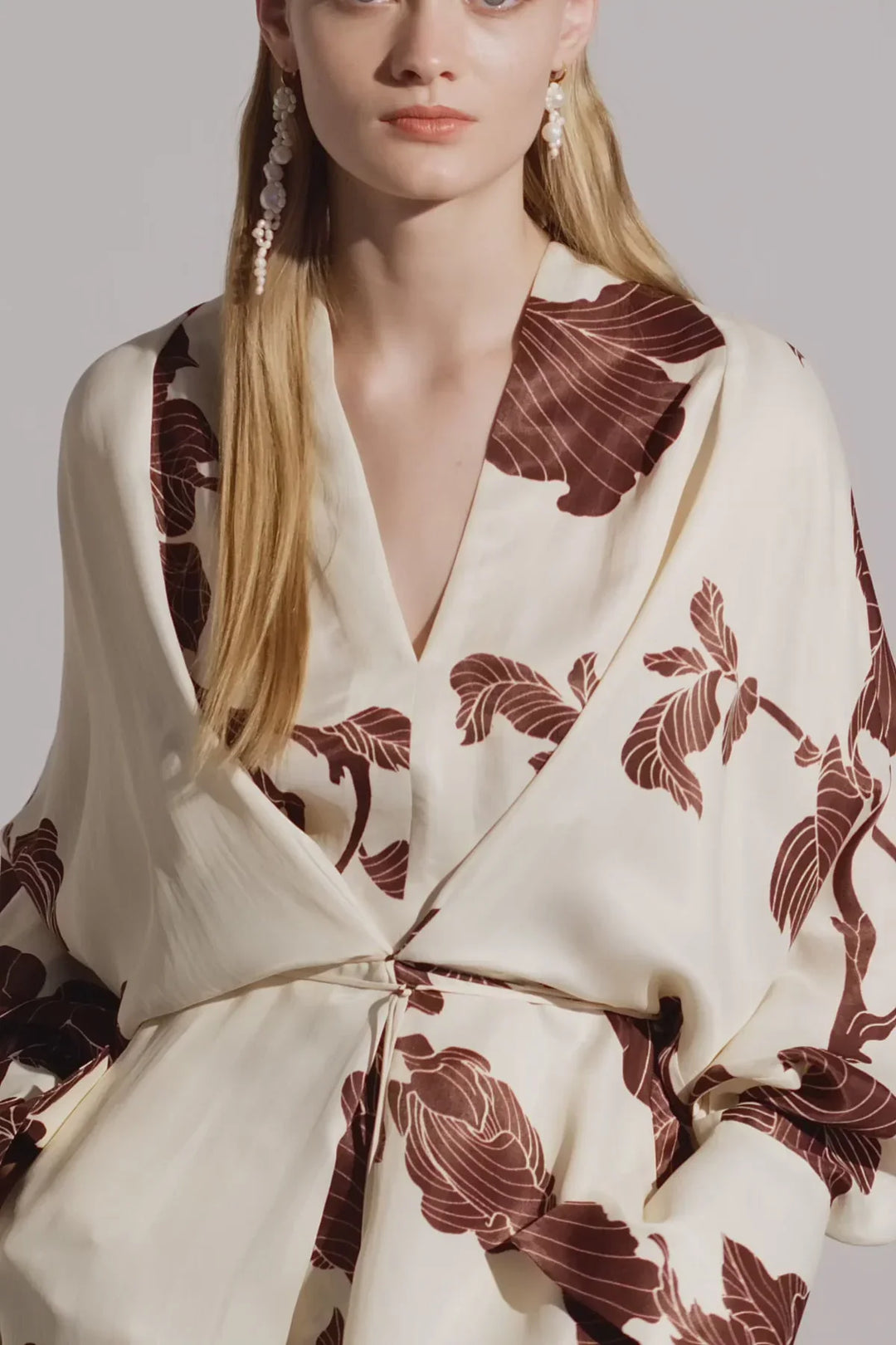 Juniper | Elegant Floral V-Neck Kimono Wrap Midi Dress