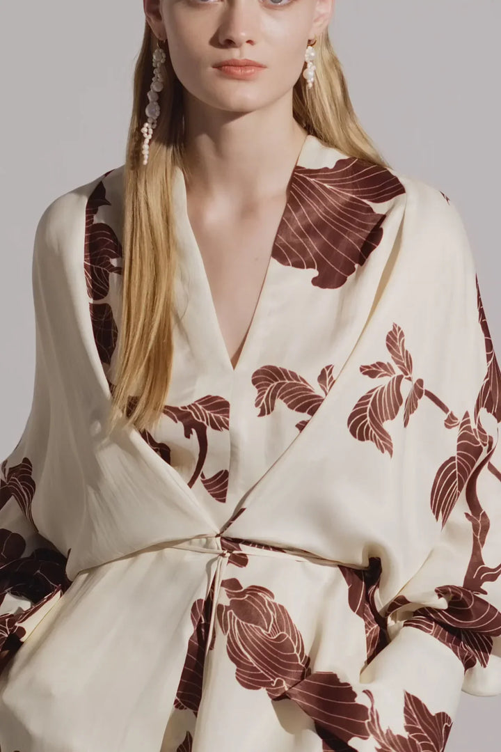 Juniper | Elegant Floral V-Neck Kimono Wrap Midi Dress