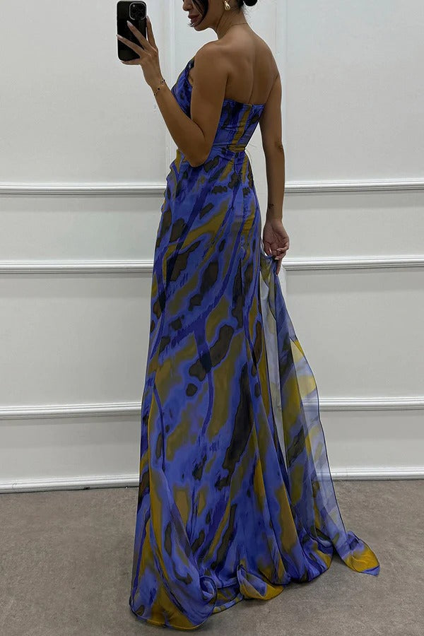 Millie | Elegant One Shoulder Feather Detail Maxi Gown