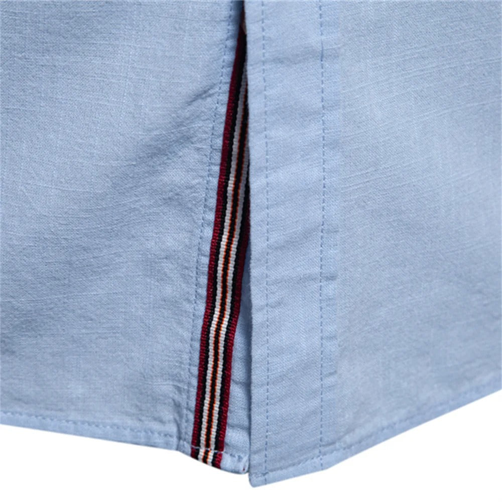 Evy | Stylish Men's Light Blue Mandarin Collar Cotton Shirt