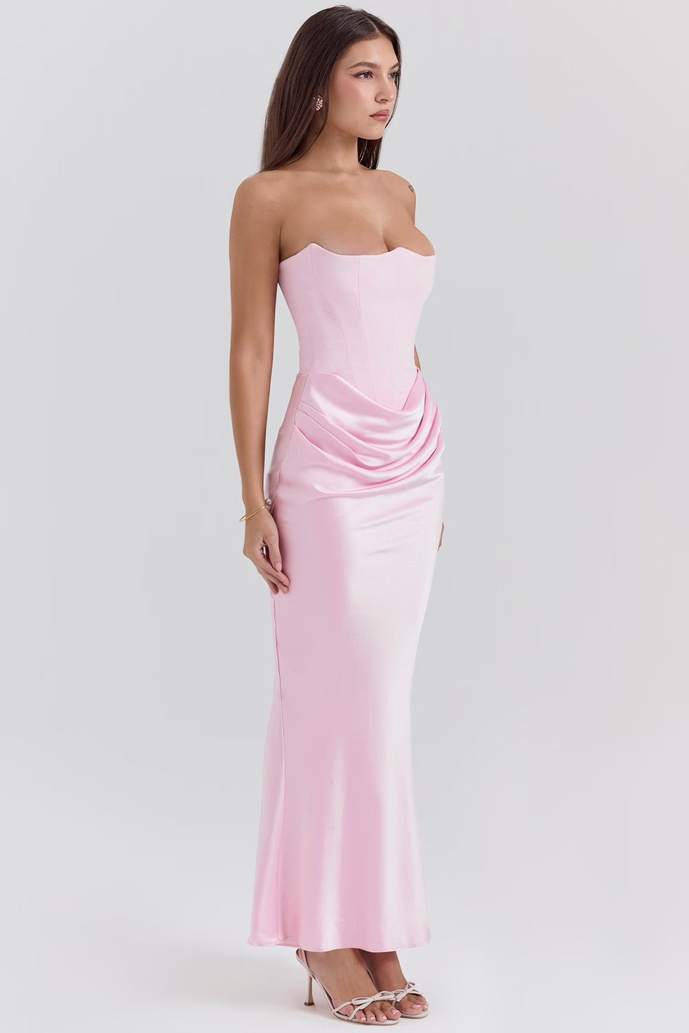 Juliet | Elegant Strapless Satin Maxi Dress