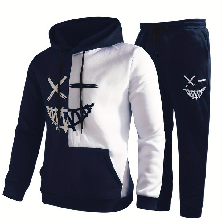 Damien | Stylish Color Block Hoodie And Jogger Set With Graphic Design