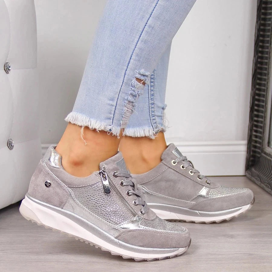 Gabri | Stylish Zip-Up Orthopedic Sneakers With Metallic Accents