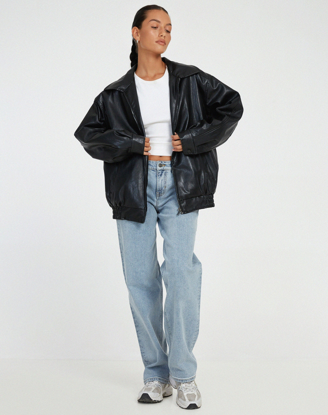 Sybil | Chic Oversized Leather Bomber Jacket Women