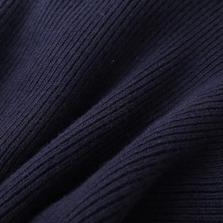 Madison | Chic Denim Trim Button Front Ribbed Knit Cardigan