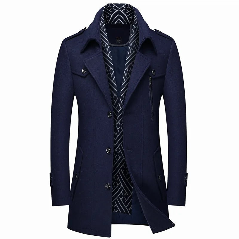 Vincent | Elegant Double-Breasted Wool Overcoat With Lapel Collar