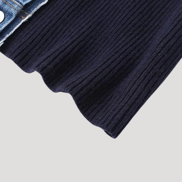 Madison | Chic Denim Trim Button Front Ribbed Knit Cardigan