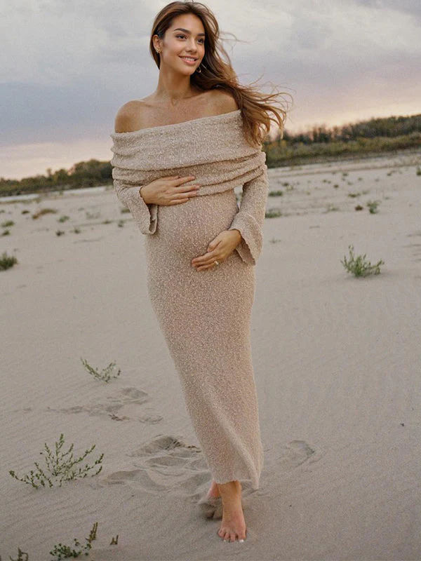 Riley | Elegant Off-Shoulder Maxi Maternity Dress