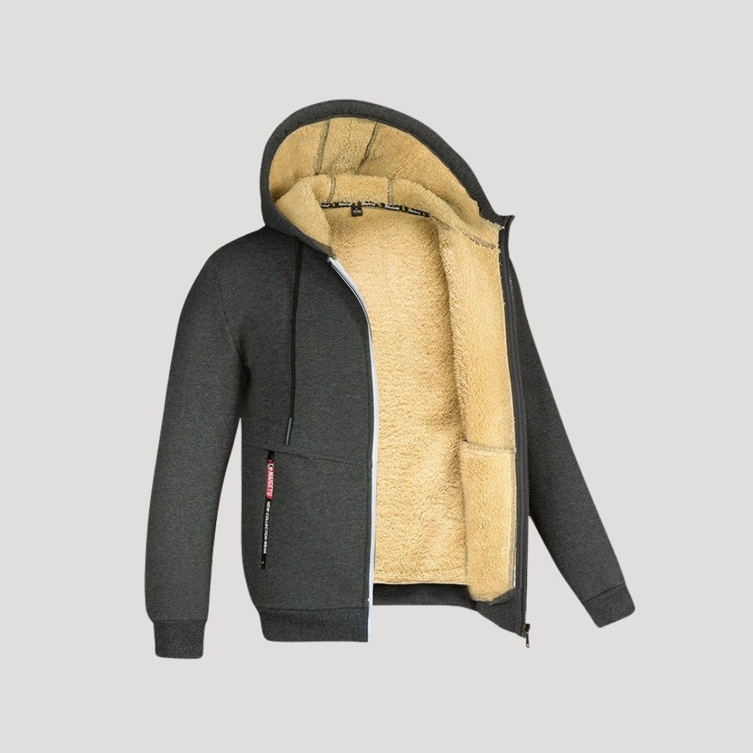 Tobias | Stylish Men's Sherpa Lined Zip-Up Hoodie With Hood