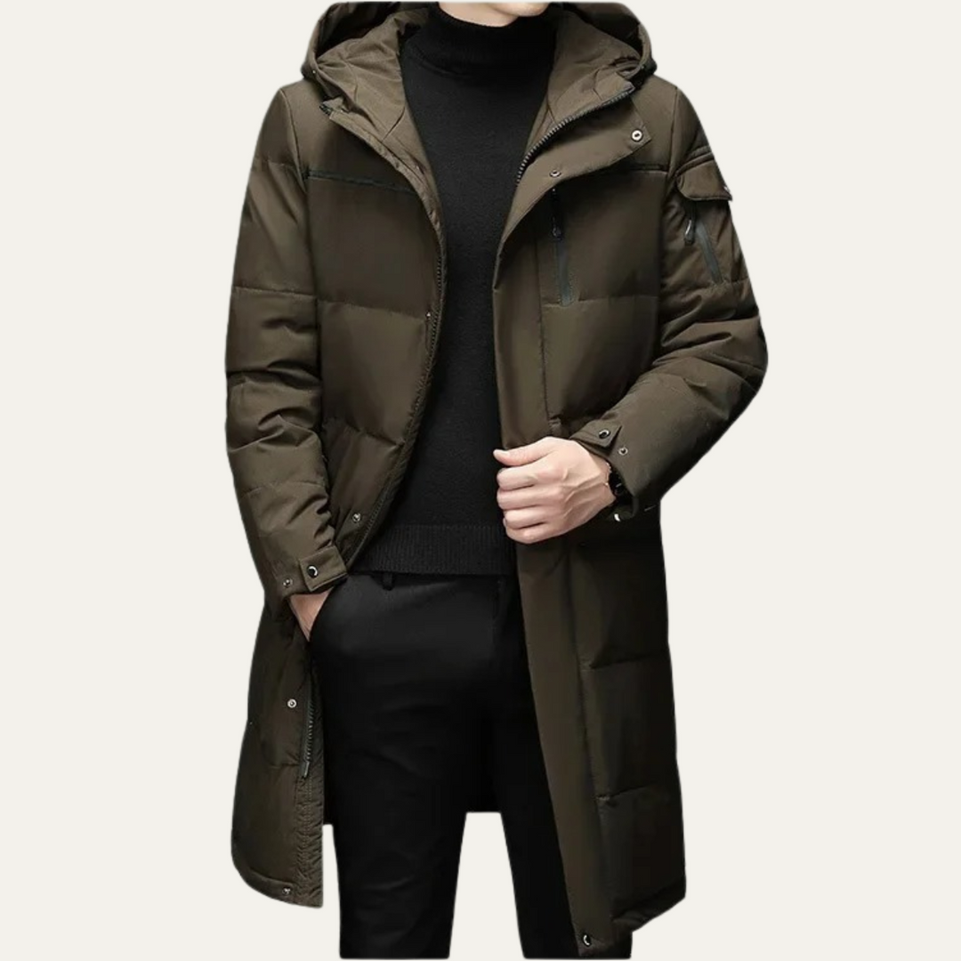 Serena | Sleek Longline Hooded Men's Thermal Puffer Coat