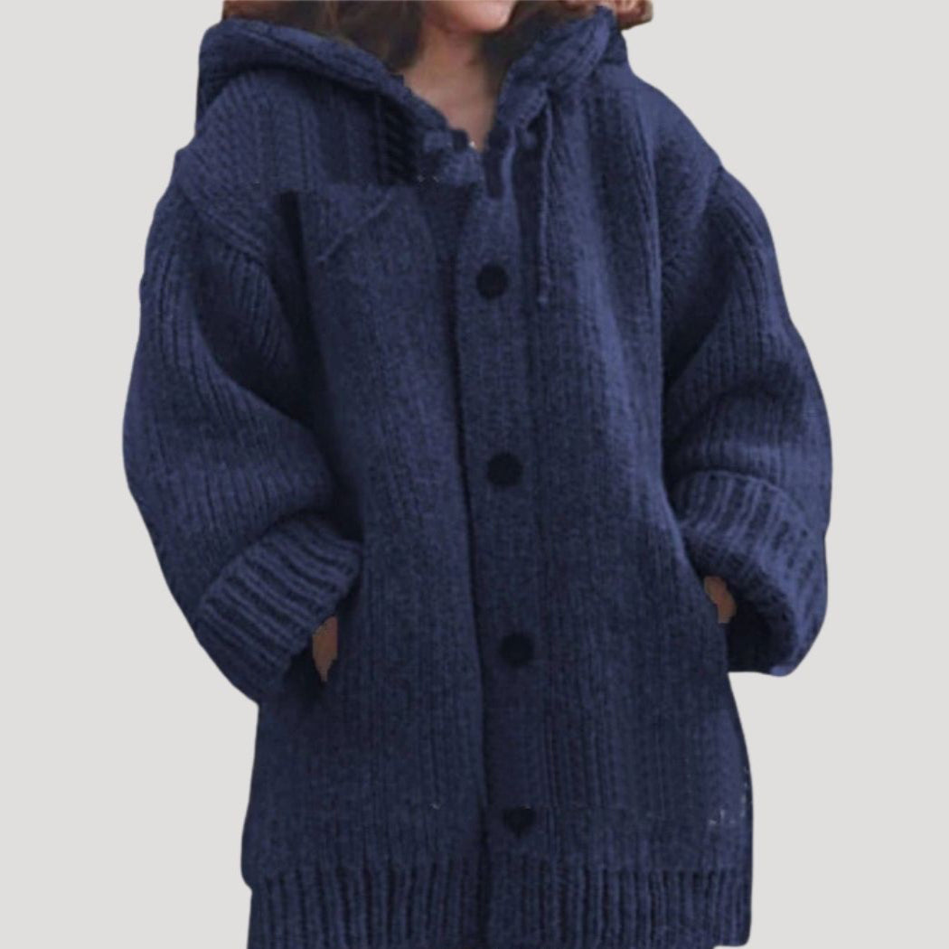 Margot | Elegant Hooded Long Chunky Knit Cardigan
