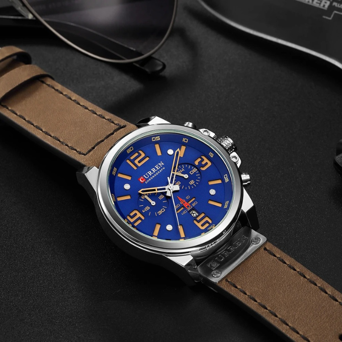 Hudson | Sleek Chronograph Men's Watch With Brown Leather Strap