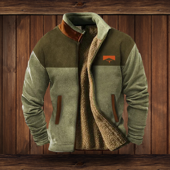 Jaxon | Stylish Southwestern Fleece Jacket With Native Print Sleeves