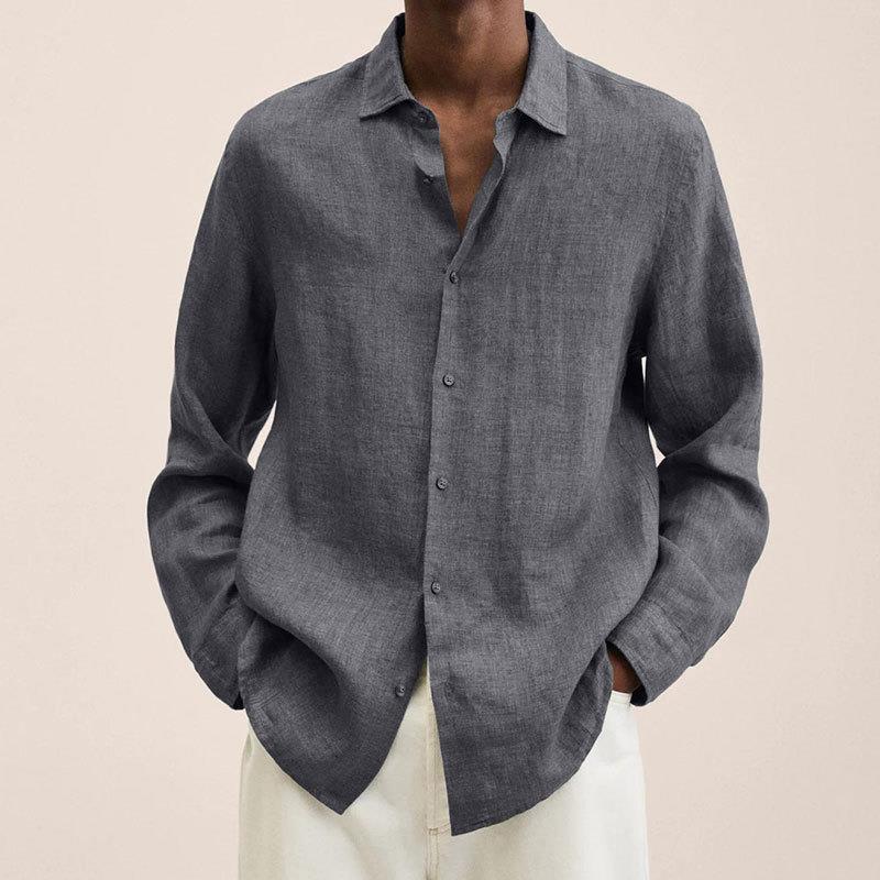 Hunter | Elegant Long Sleeve Button-Up Linen Shirt For Men
