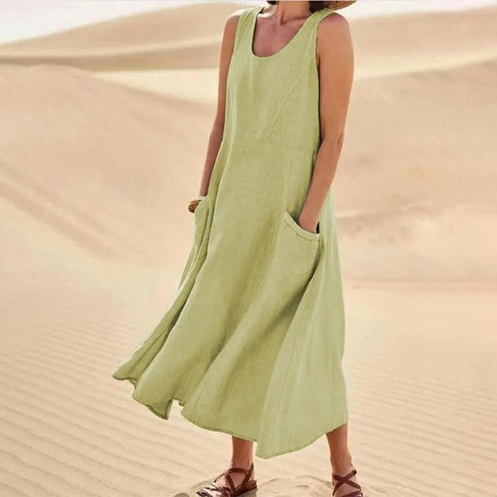 Rosalind | Elegant Sleeveless A-Line Linen Maxi Dress