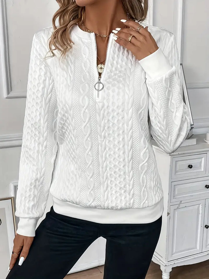 Sybil | Elegant Cable Knit Quarter Zip Jumper