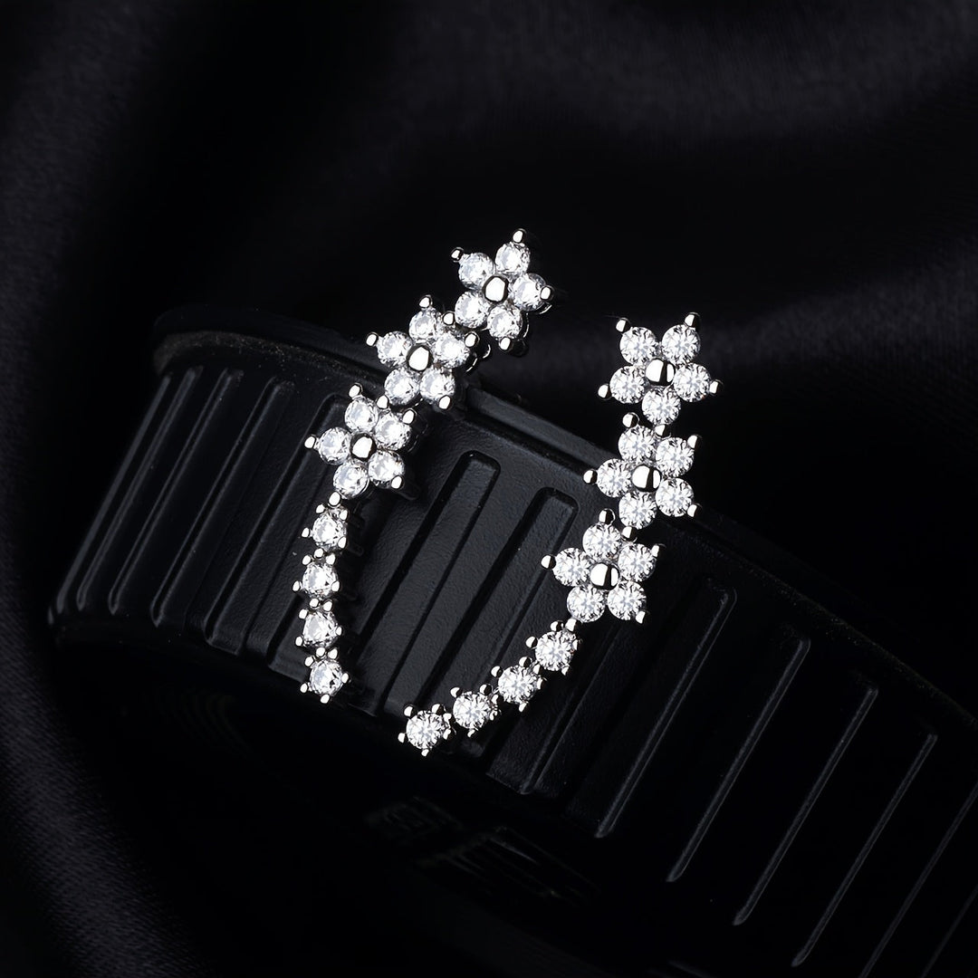 Millie | Elegant Floral Crystal Ear Climber Earrings