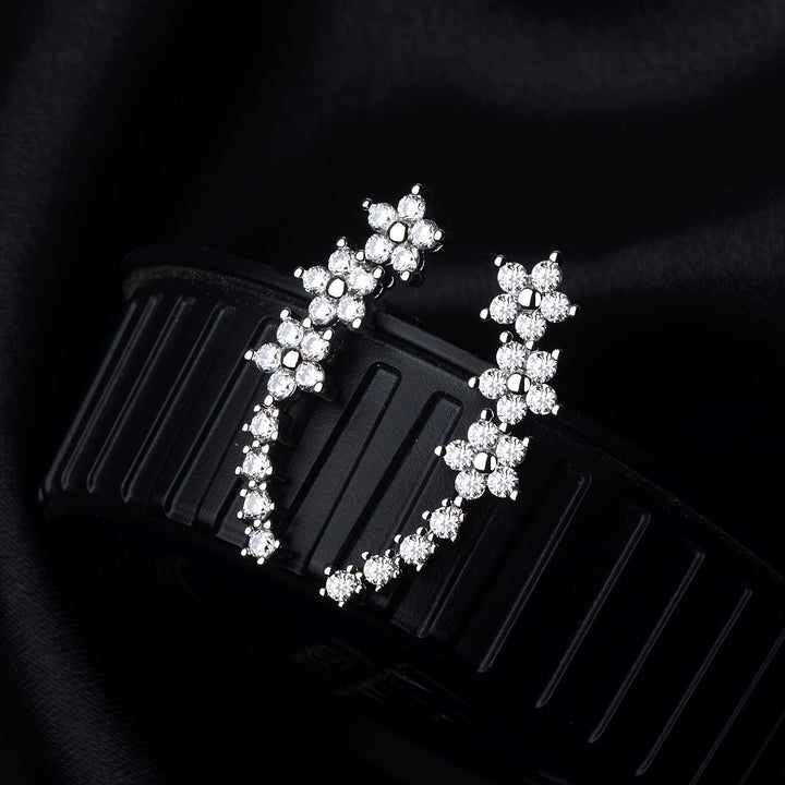 Millie | Elegant Floral Crystal Ear Climber Earrings