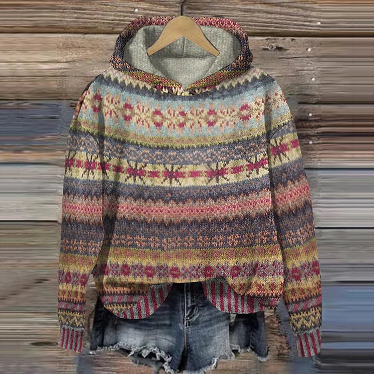Juniper | Stylish Fair Isle Hooded Sweater Women