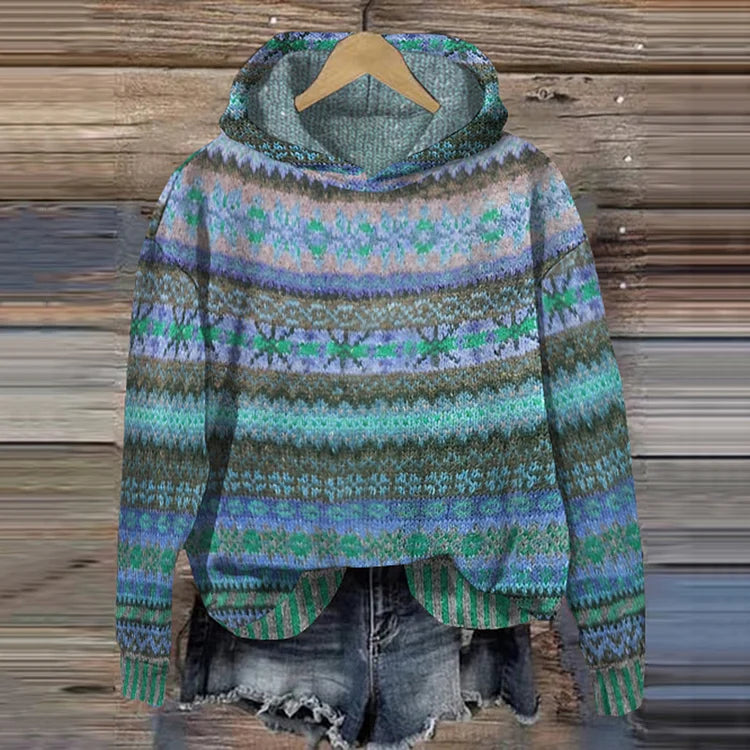 Juniper | Stylish Fair Isle Hooded Sweater Women