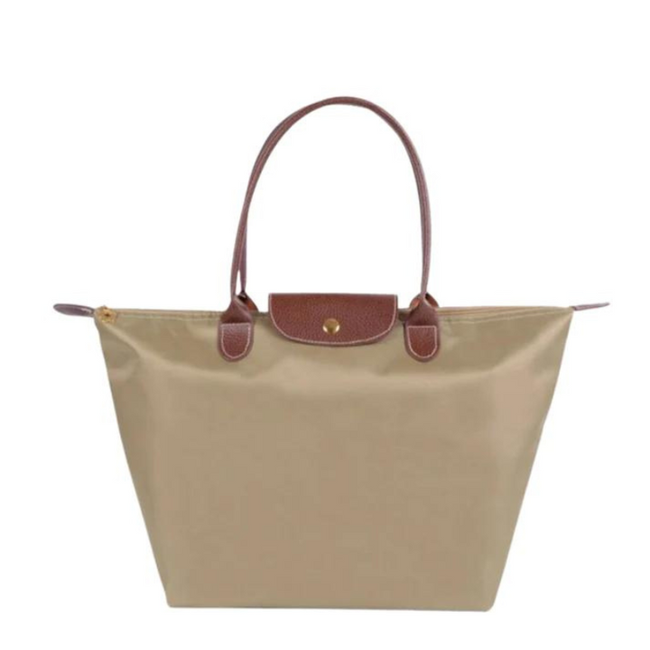 Madison | Elegant Black Nylon Tote Bag With Leather Handles