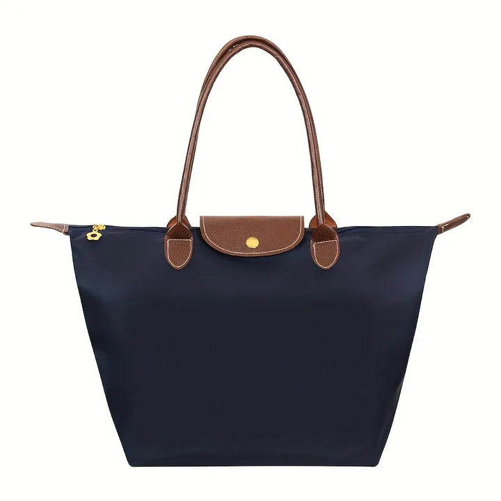 Eleanore | Elegant Black Leather Trim Tote Bag For Daily Use