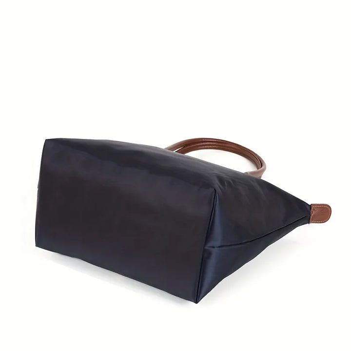 Eleanore | Elegant Black Leather Trim Tote Bag For Daily Use
