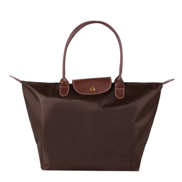Eleanore | Elegant Black Leather Trim Tote Bag For Daily Use