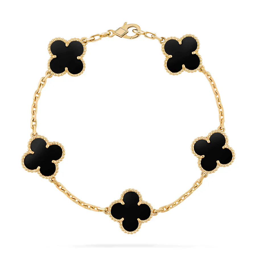 Abby | Elegant Red Clover Charm Bracelet - Gold Plated Sterling Silver