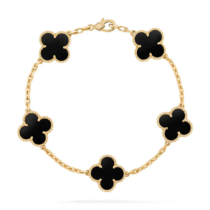 Abby | Elegant Red Clover Charm Bracelet - Gold Plated Sterling Silver