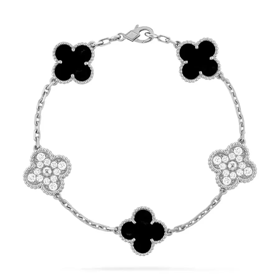 Abby | Elegant Red Clover Charm Bracelet - Gold Plated Sterling Silver