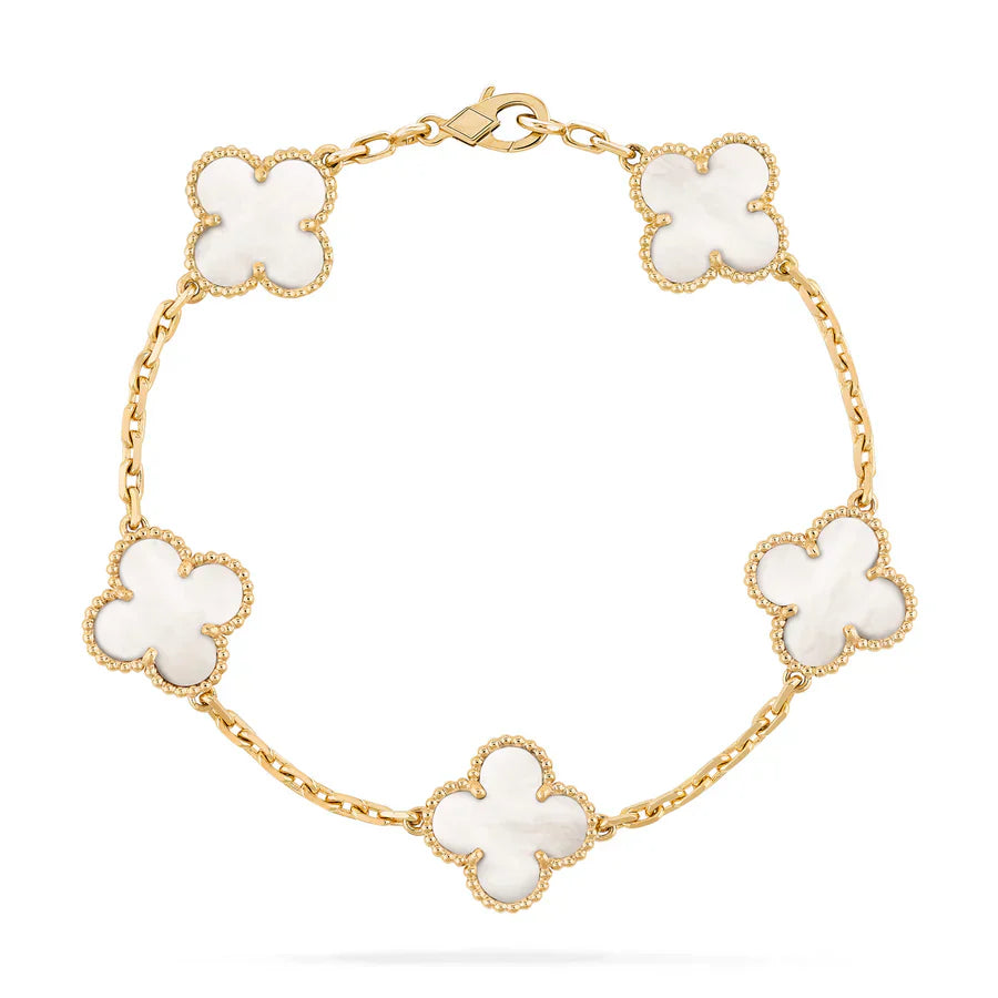 Abby | Elegant Red Clover Charm Bracelet - Gold Plated Sterling Silver