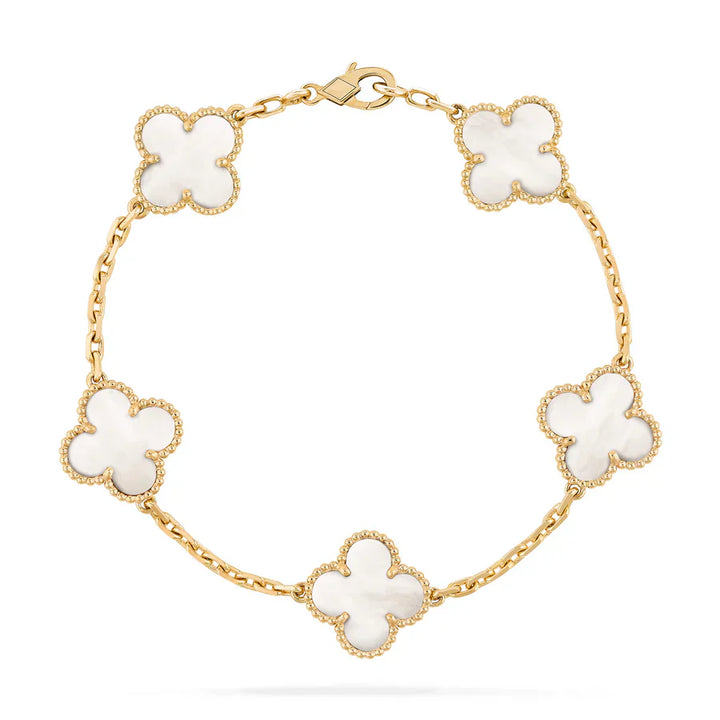 Abby | Elegant Red Clover Charm Bracelet - Gold Plated Sterling Silver