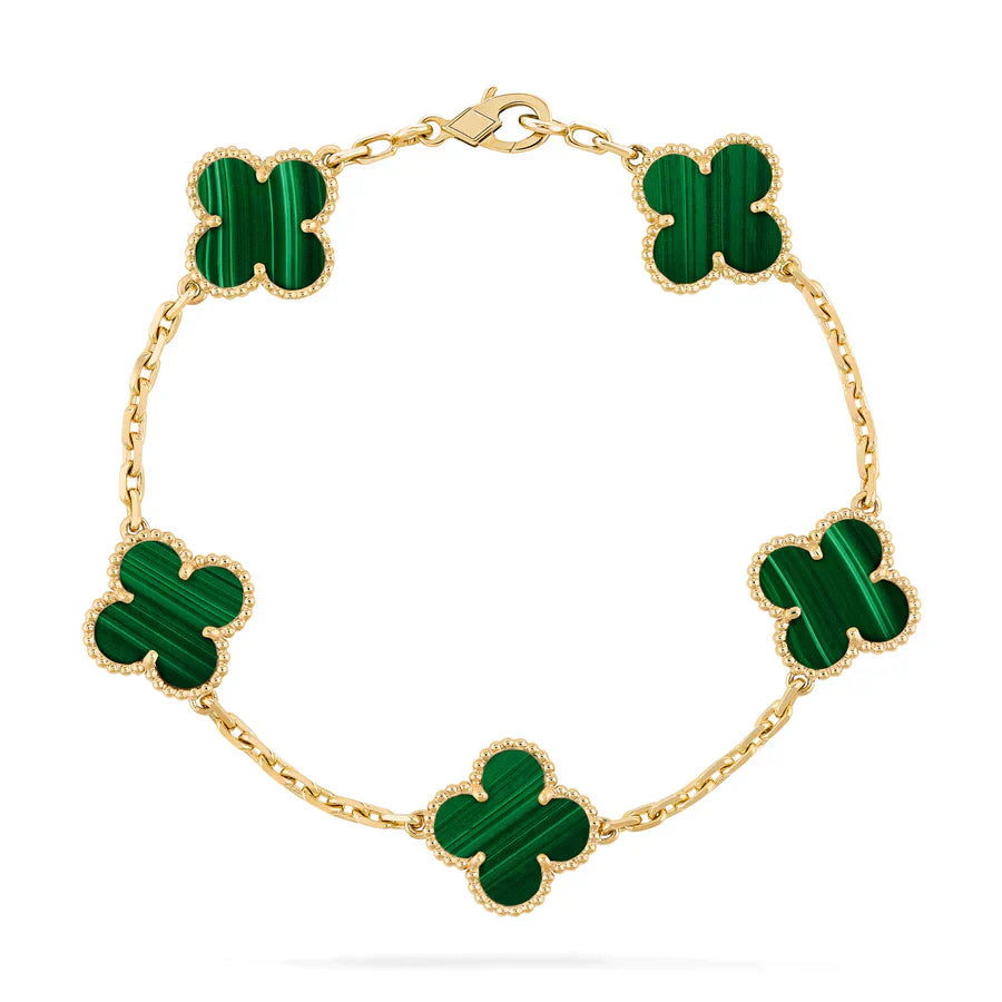 Abby | Elegant Red Clover Charm Bracelet - Gold Plated Sterling Silver
