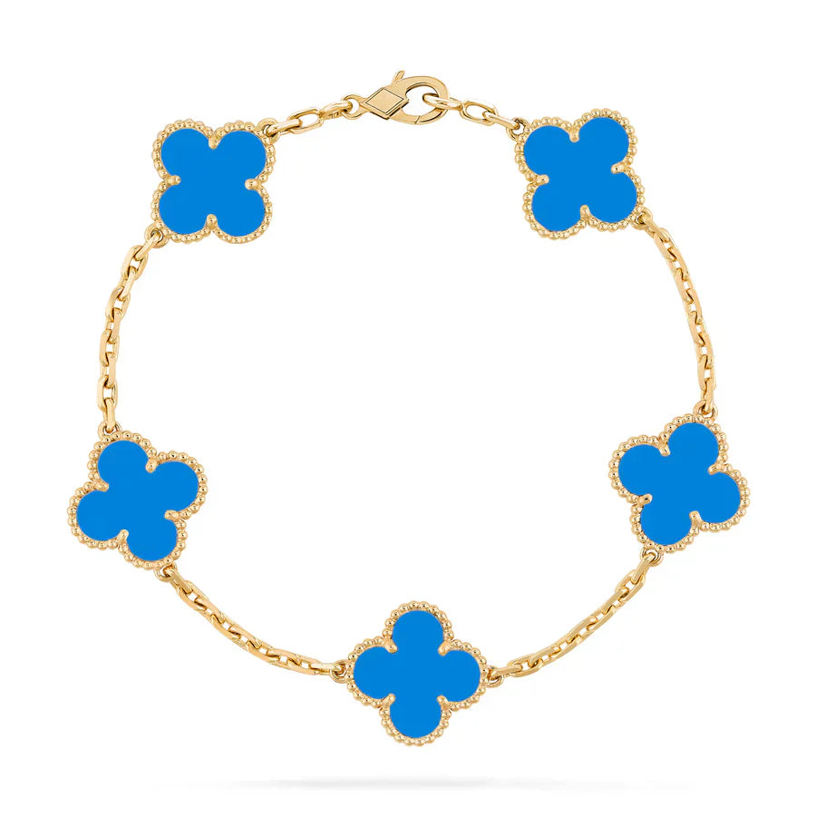 Abby | Elegant Red Clover Charm Bracelet - Gold Plated Sterling Silver