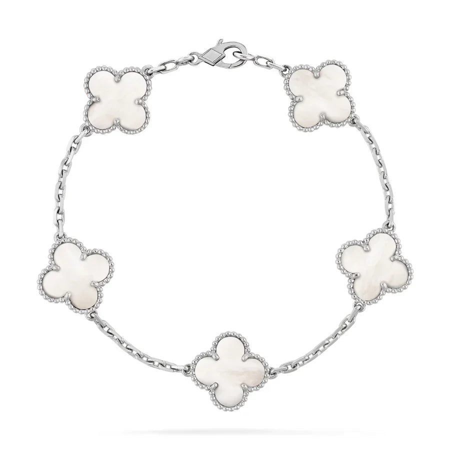 Abby | Elegant Red Clover Charm Bracelet - Gold Plated Sterling Silver