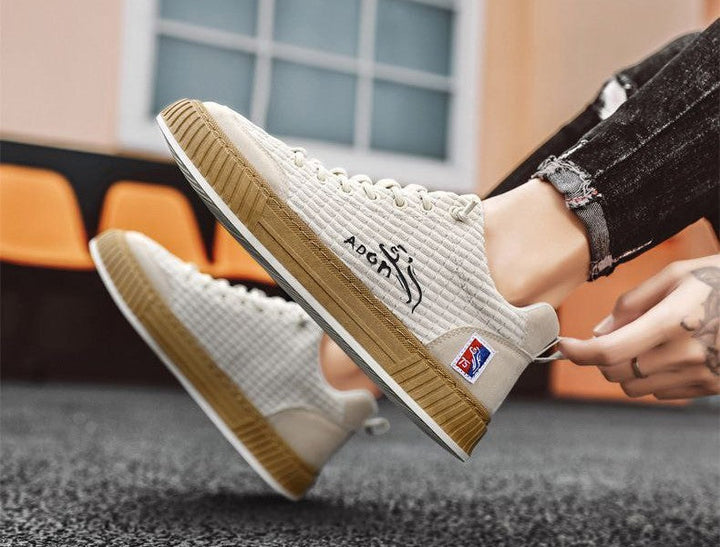 Naila | Textured Platform Sneakers With Gum Sole