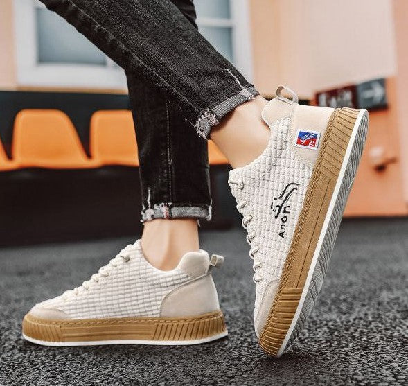 Naila | Textured Platform Sneakers With Gum Sole
