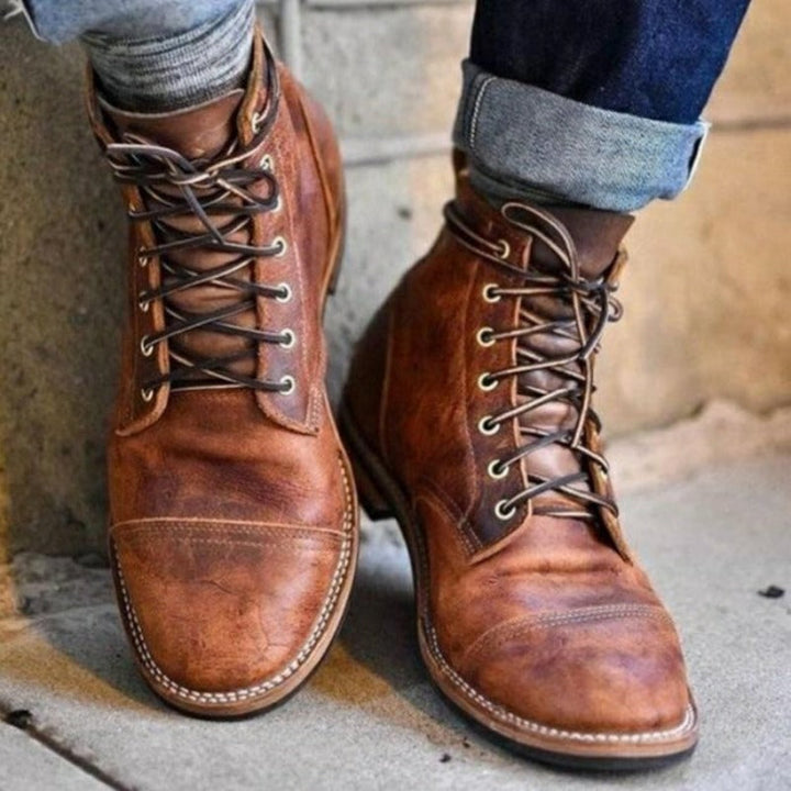Jason | Stylish Brown Leather Lace Up Boots Men