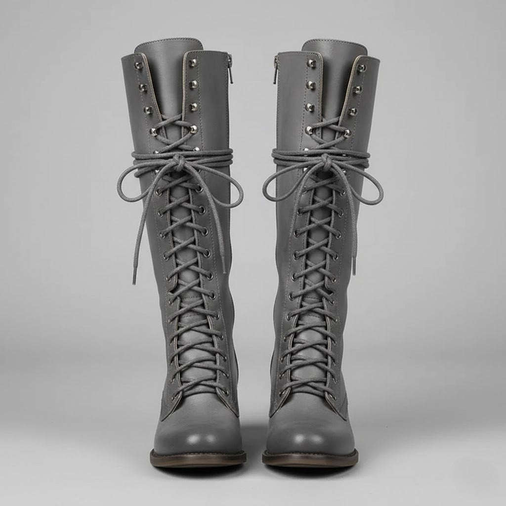 Damien | Women’s Lace-Up Knee-High Boots with Block Heel