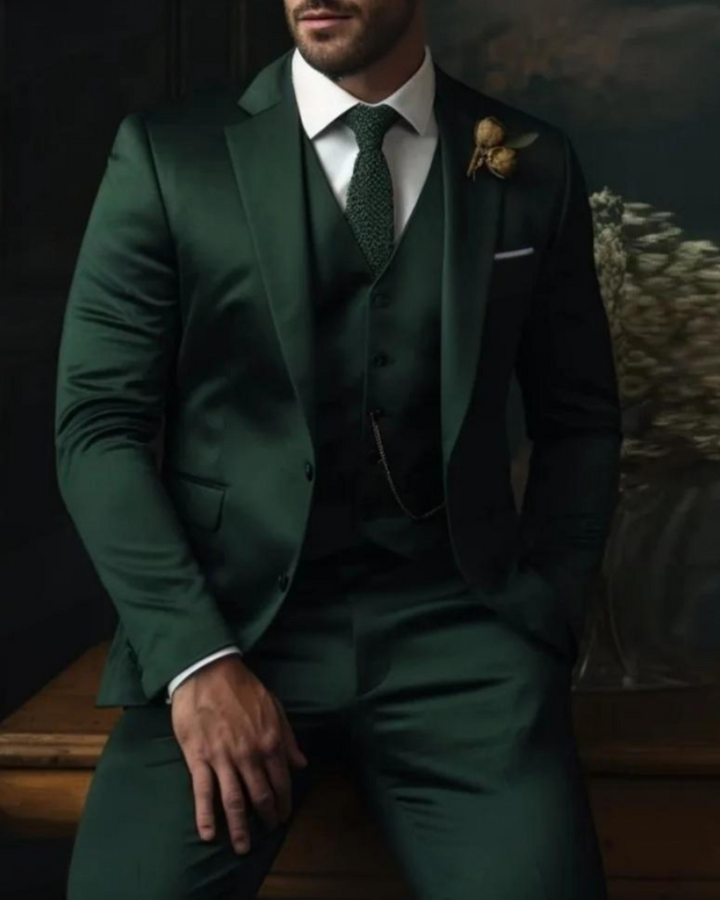 Evelyn | Elegant Men's Three-Piece Olive Green Slim Fit Suit