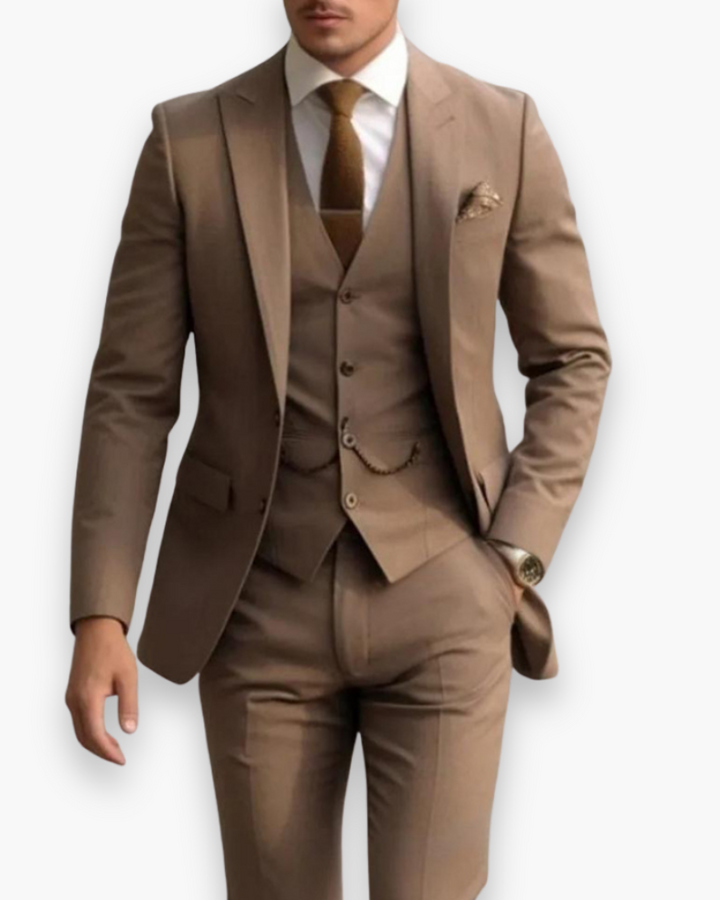 Evelyn | Elegant Men's Three-Piece Olive Green Slim Fit Suit