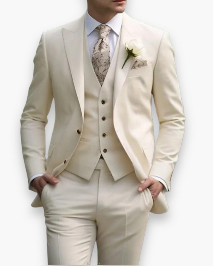 Evelyn | Elegant Men's Three-Piece Olive Green Slim Fit Suit