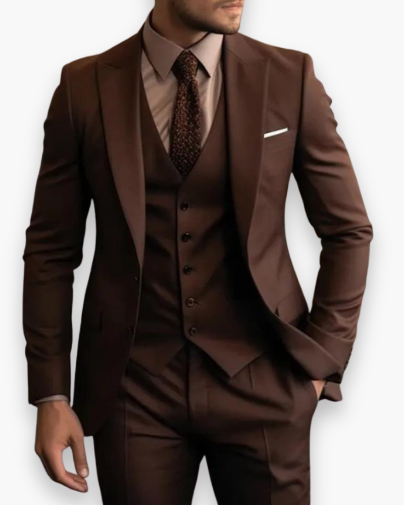 Evelyn | Elegant Men's Three-Piece Olive Green Slim Fit Suit