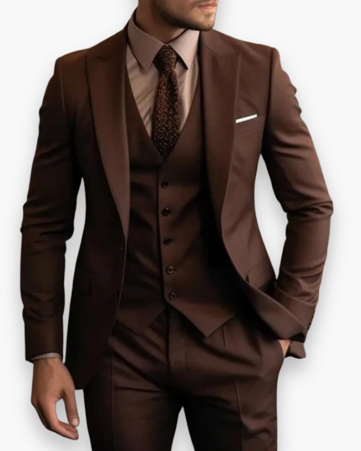 Evelyn | Elegant Men's Three-Piece Olive Green Slim Fit Suit