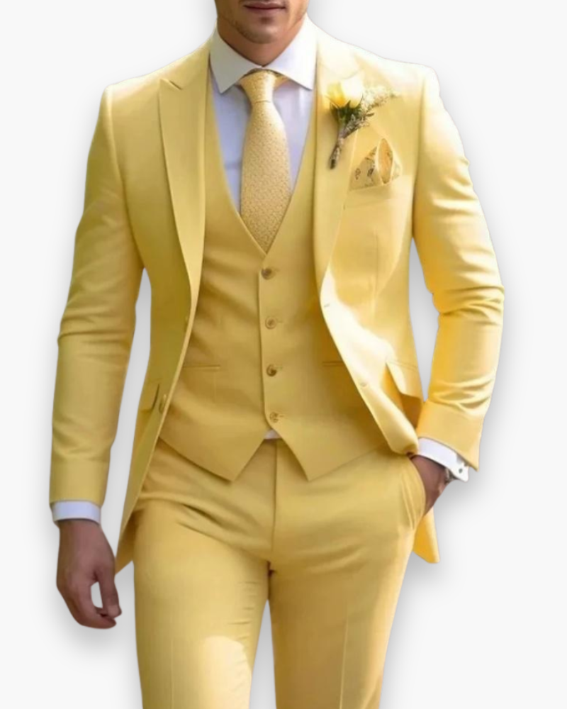 Evelyn | Elegant Men's Three-Piece Olive Green Slim Fit Suit