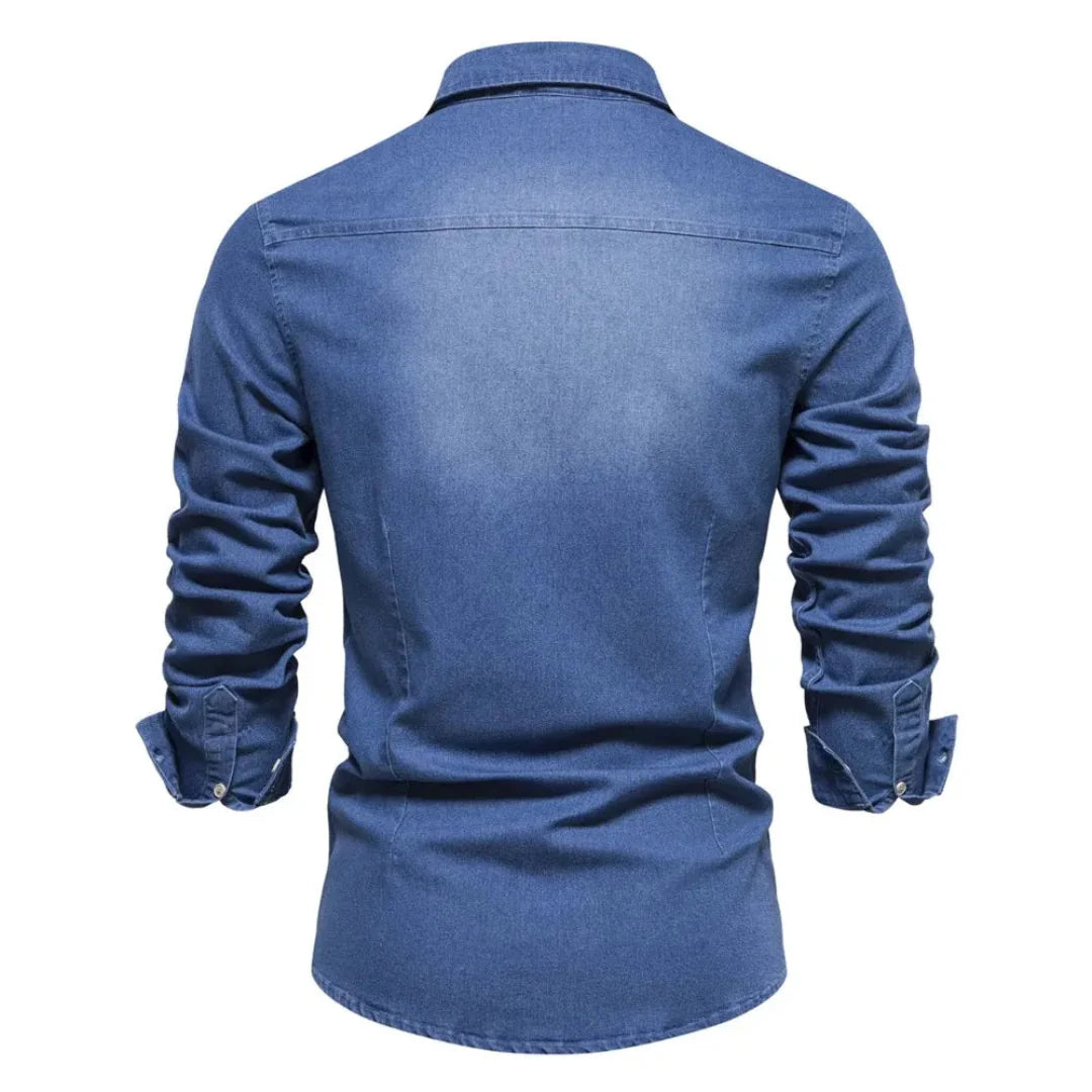 Sage | Stylish Long Sleeve Denim Button Up Shirt