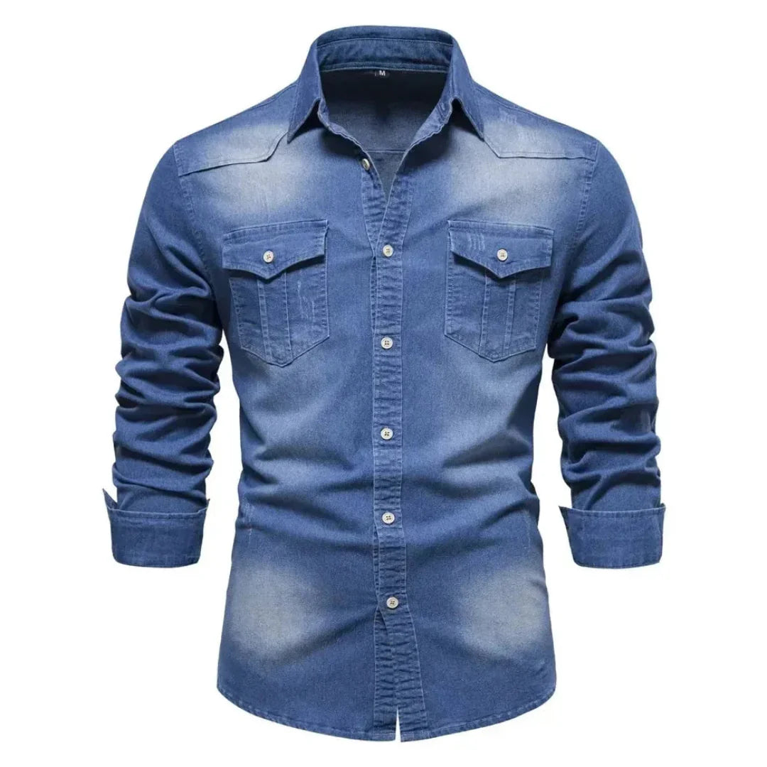 Sage | Stylish Long Sleeve Denim Button Up Shirt