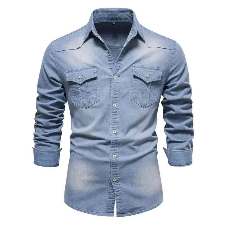 Sage | Stylish Long Sleeve Denim Button Up Shirt